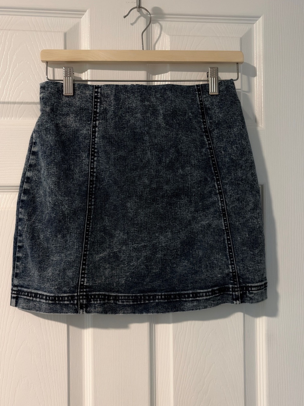 Garage Black Acid-Wash Denim Mini Skirt